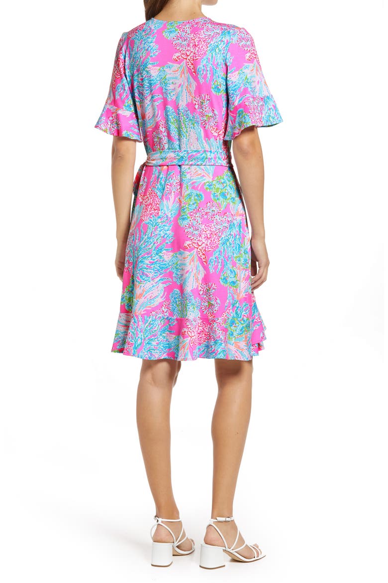 Isella Print Wrap Dress, Alternate, color, PROSECCO PINK SEAING THINGS