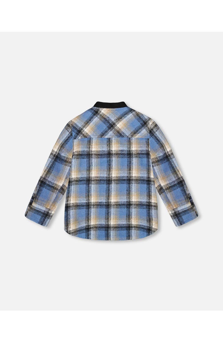 Deux par Deux Long Sleeve Brushed Plaid Button Down Shirt Avec Rib Collar, Alternate, color, Blue