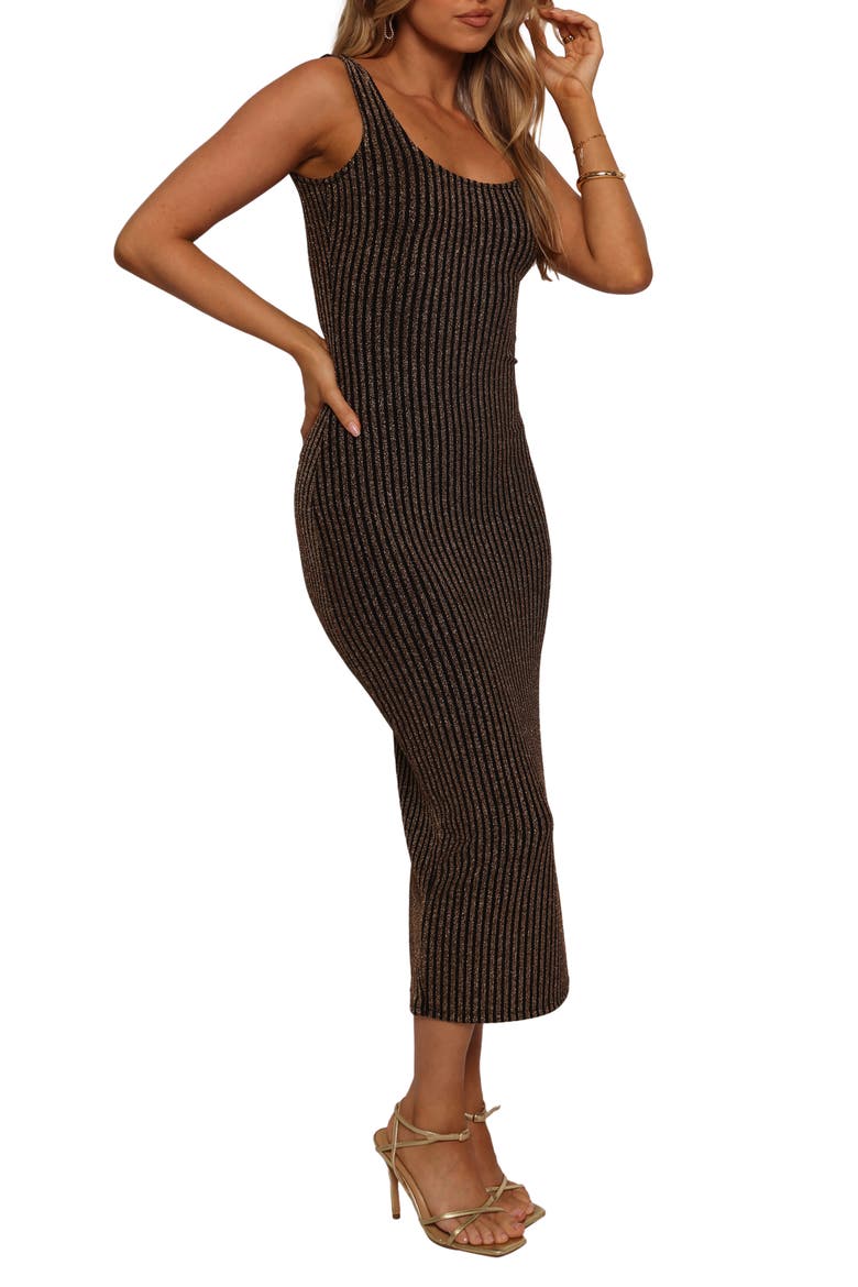 Jemma Metallic Sleeveless Rib Maxi Dress, Alternate, color, BLACK/GOLD