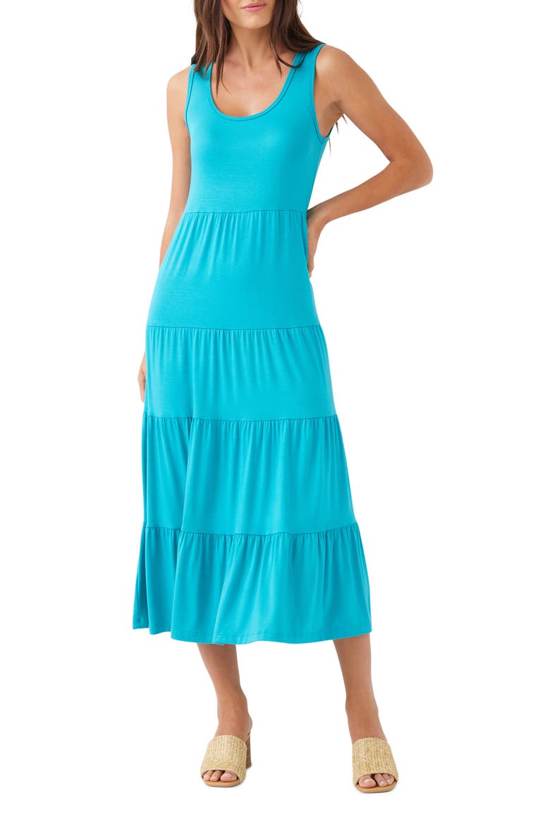 Tiered Midi Dress, Main, color, TEAL