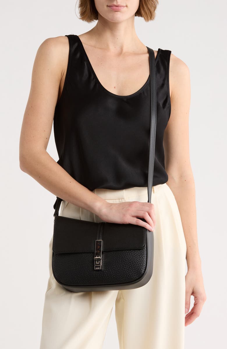 Calvin Klein Liliana Faux Leather Crossbody Bag, Alternate, color, Black/ Silver