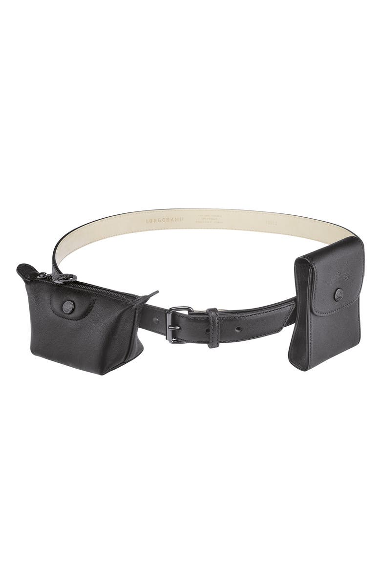 Longchamp Le Pliage Leather Belt, Main, color, 