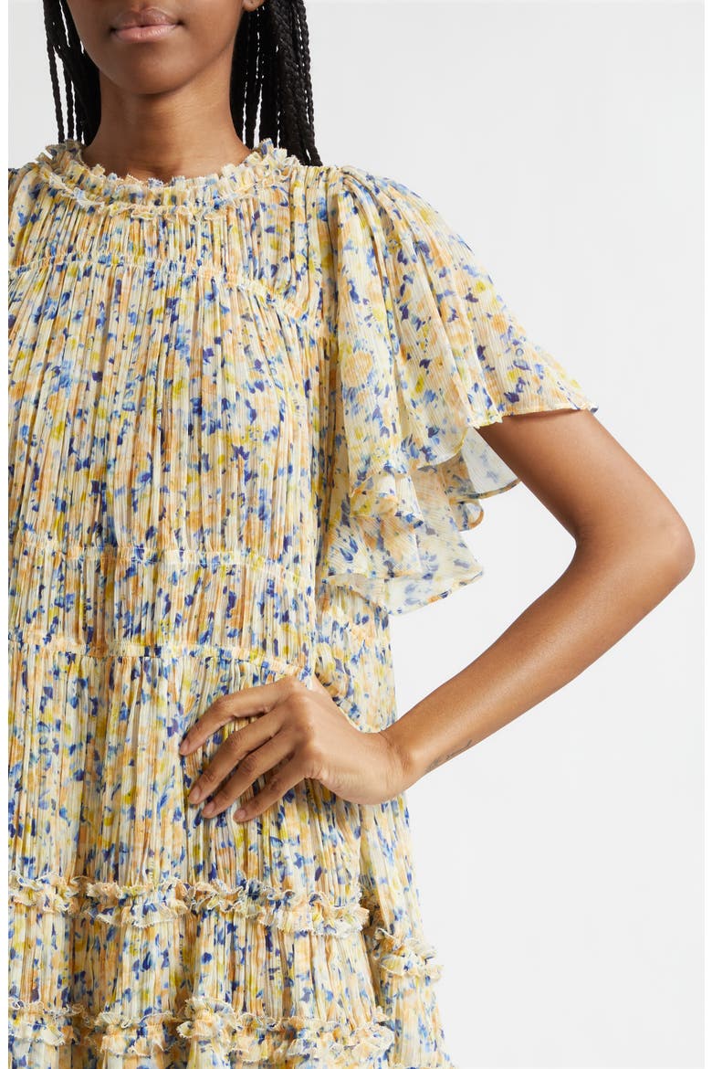 Ryla Floral Silk Shift Dress, Alternate, color, DAFFODIL