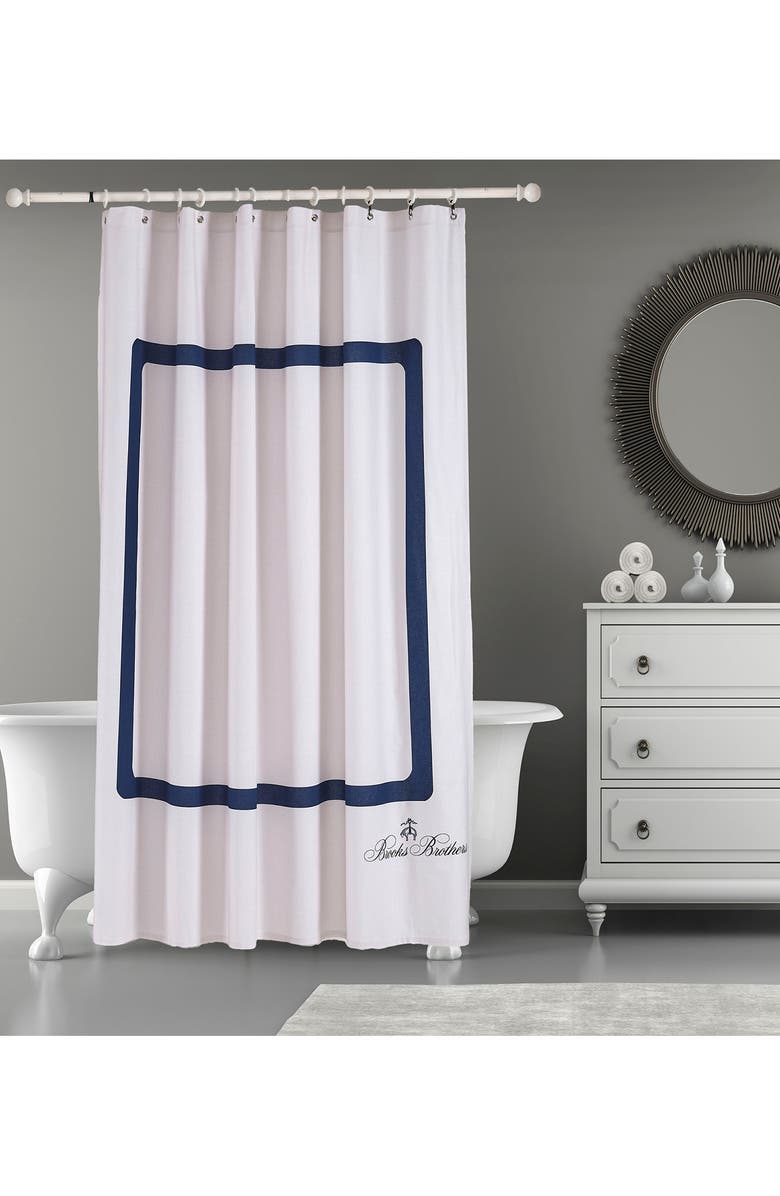 Brooks Brothers Contrast Frame Shower Curtain, Alternate, color, Silver