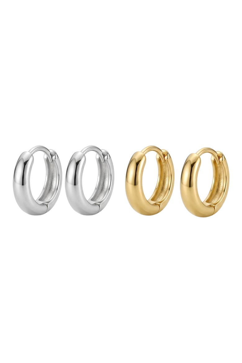 Zoe Set of 4 Huggie Hoop Earrings, Main, color, GOLD/ SILVER