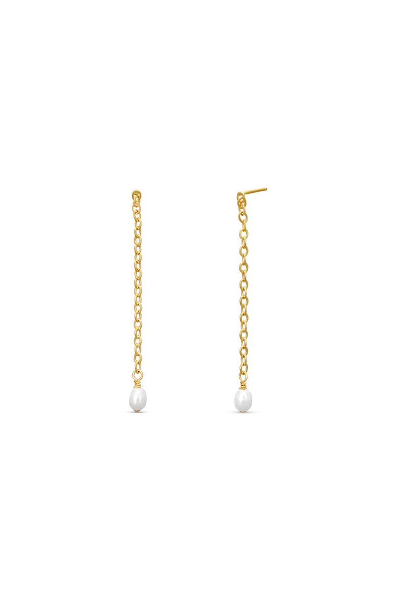 Iris Long Pearl Drop Earrings, Main, color, Pearl