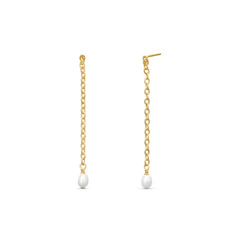 Iris Long Pearl Drop Earrings