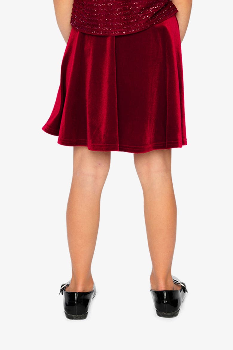 Velvet Elastic Waist Pleated Skirt, Alternate, color, Rouge
