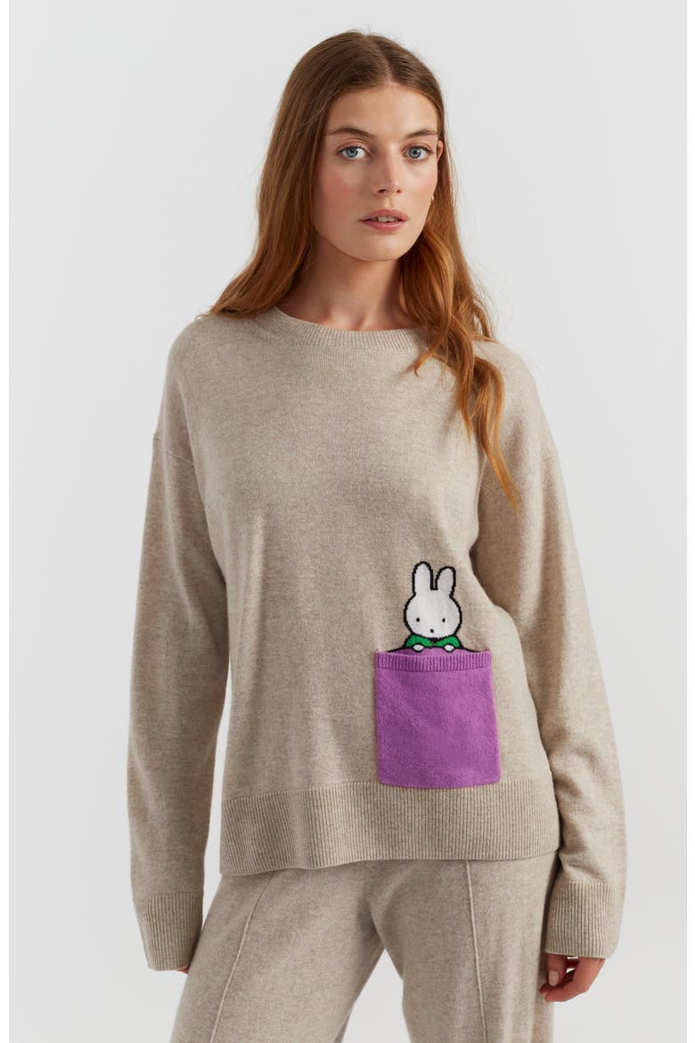 Wool-Cashmere Miffy Peek-Pocket Sweater, Main, color, Soft Oat