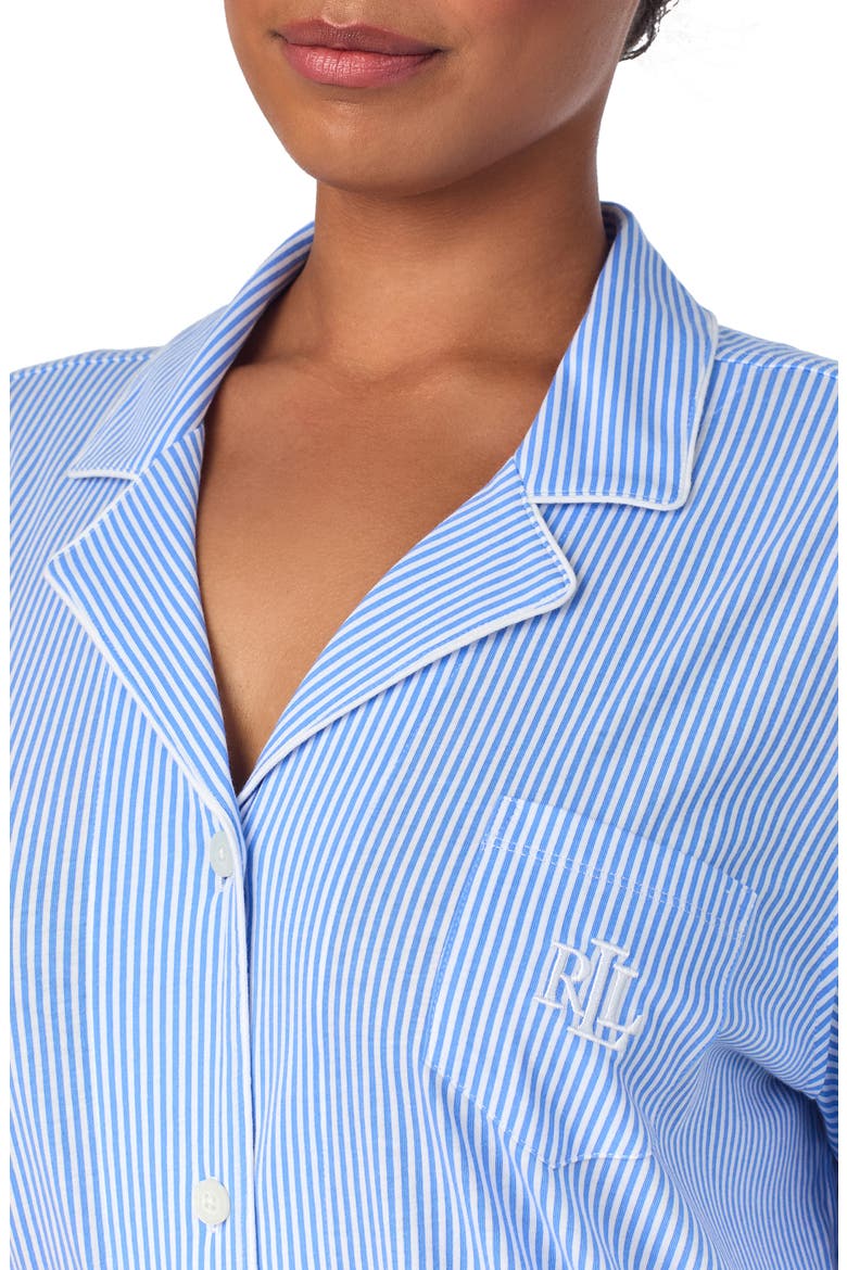 Knit Crop Pajamas, Alternate, color, CARISSA BLUE/ WHITE STRIPE