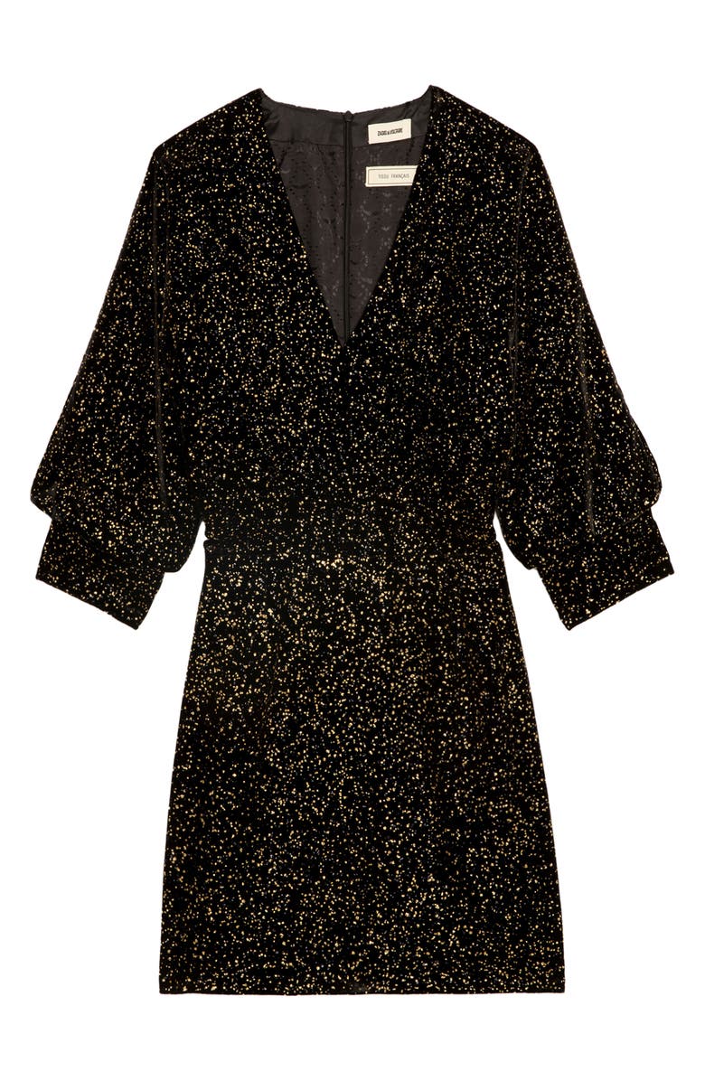 Zadig & Voltaire Rosli Glitter Dots Elbow Sleeve Tie Waist Dress, Alternate, color, 