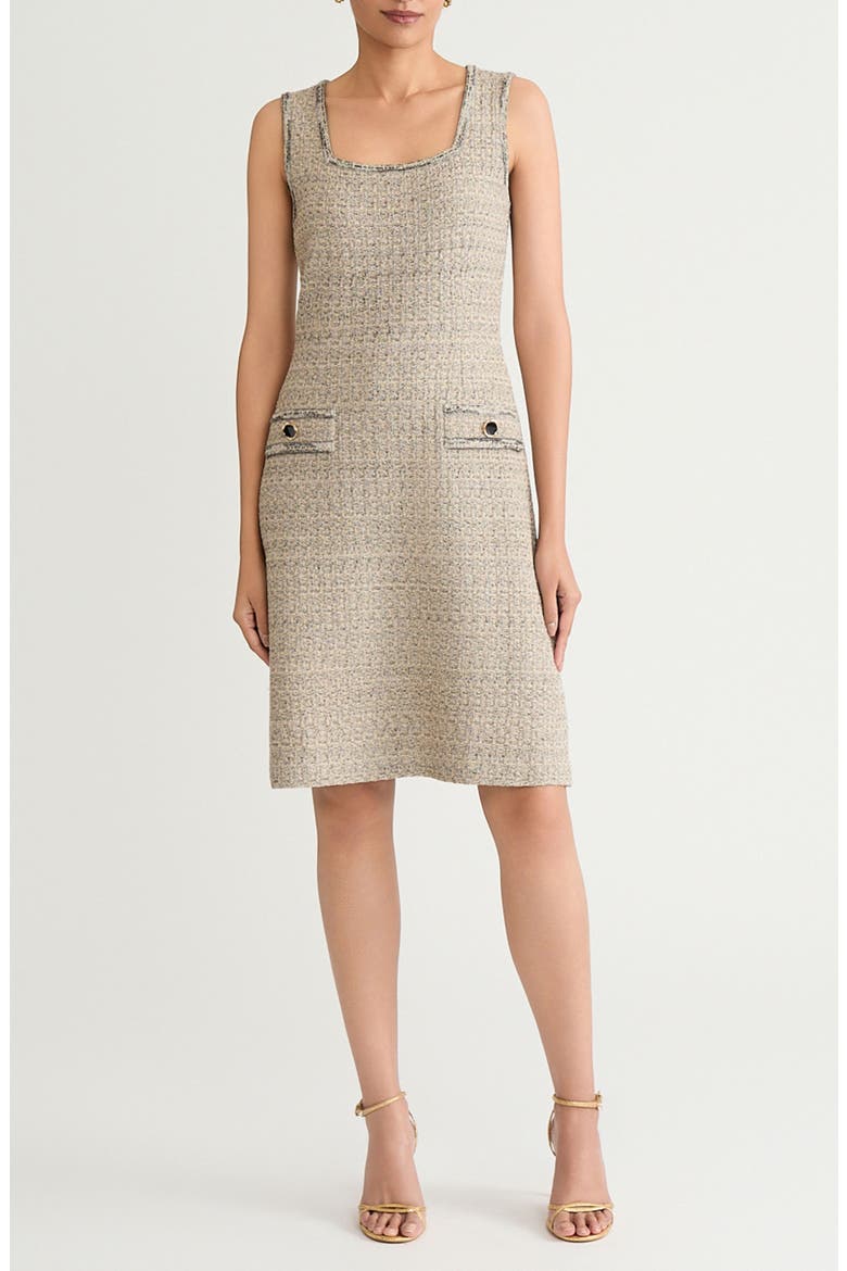 x Tanya Foster Shimmer Tweed A-Line Dress, Main, color, GOLD/ BLACK