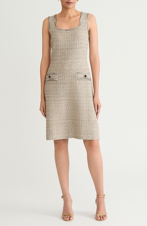 x Tanya Foster Shimmer Tweed A-Line Dress
