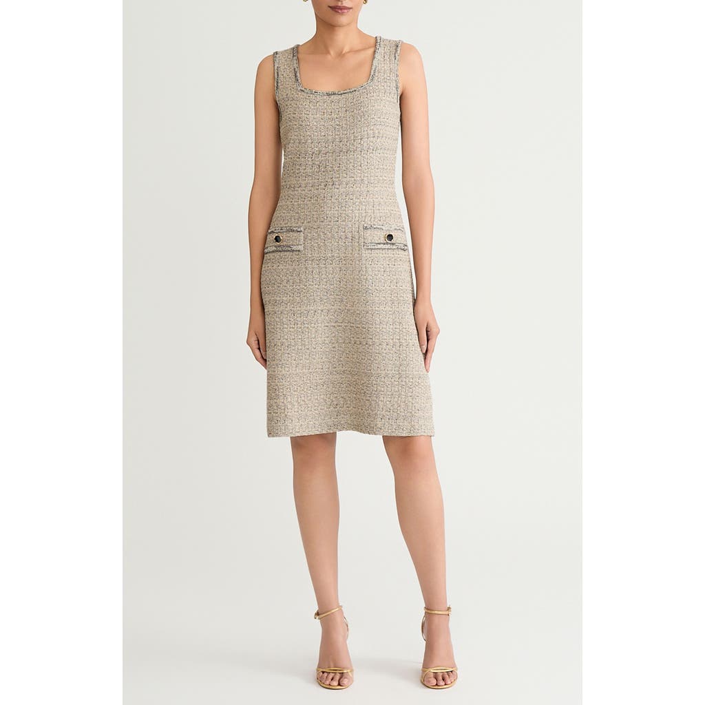 Ming Wang Shimmer Tweed A-line Dress In Multi