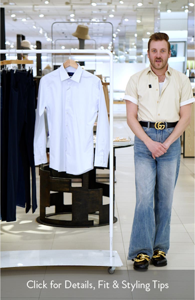 Slim Fit Dobby Micro Check Dress Shirt, sales video thumbnail