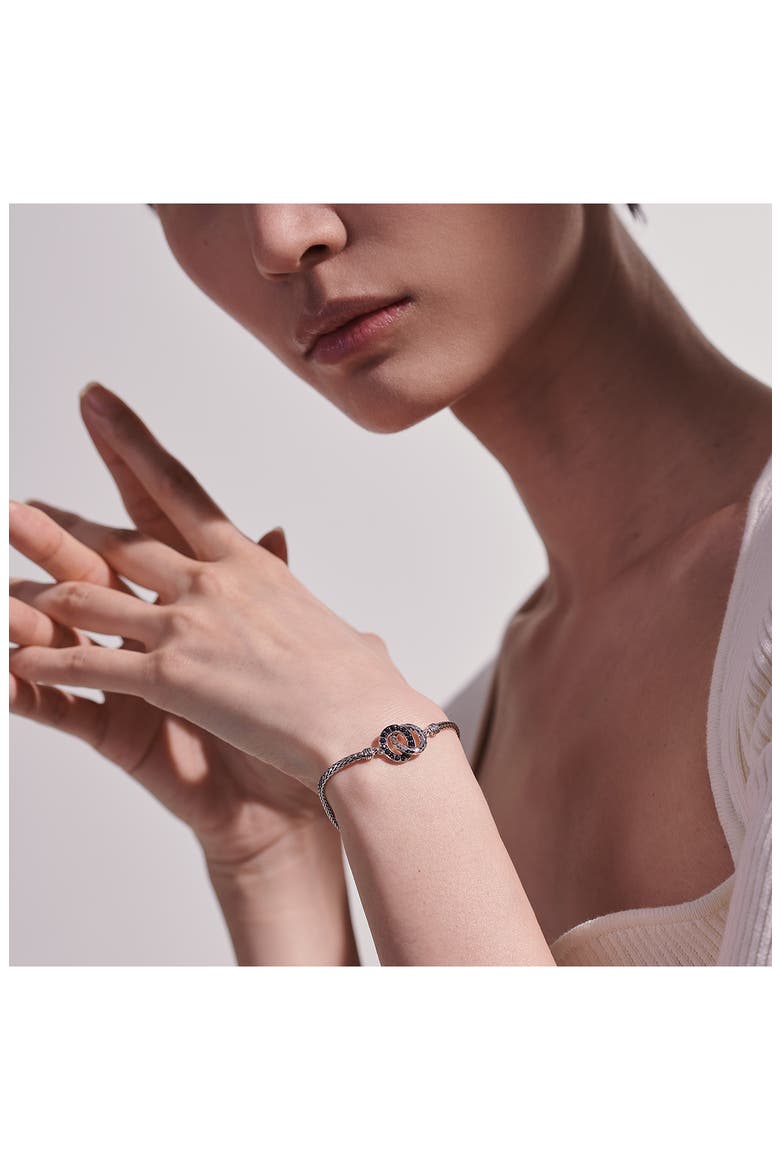 Classic Chain Hammered Loop Bracelet, Alternate, color, BLACK