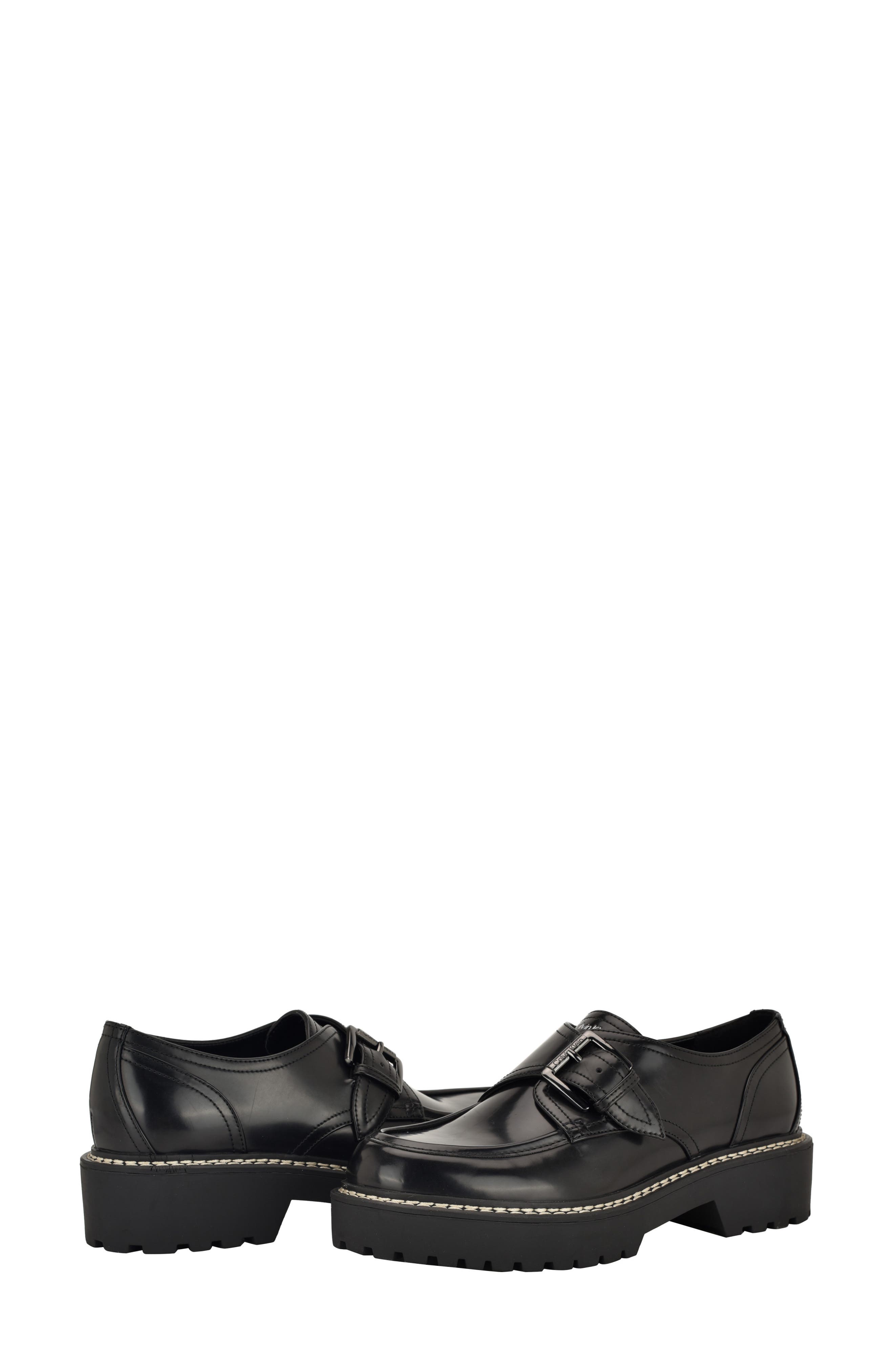 Calvin Klein Saundee Monk Strap Shoe, Alternate, color, Black