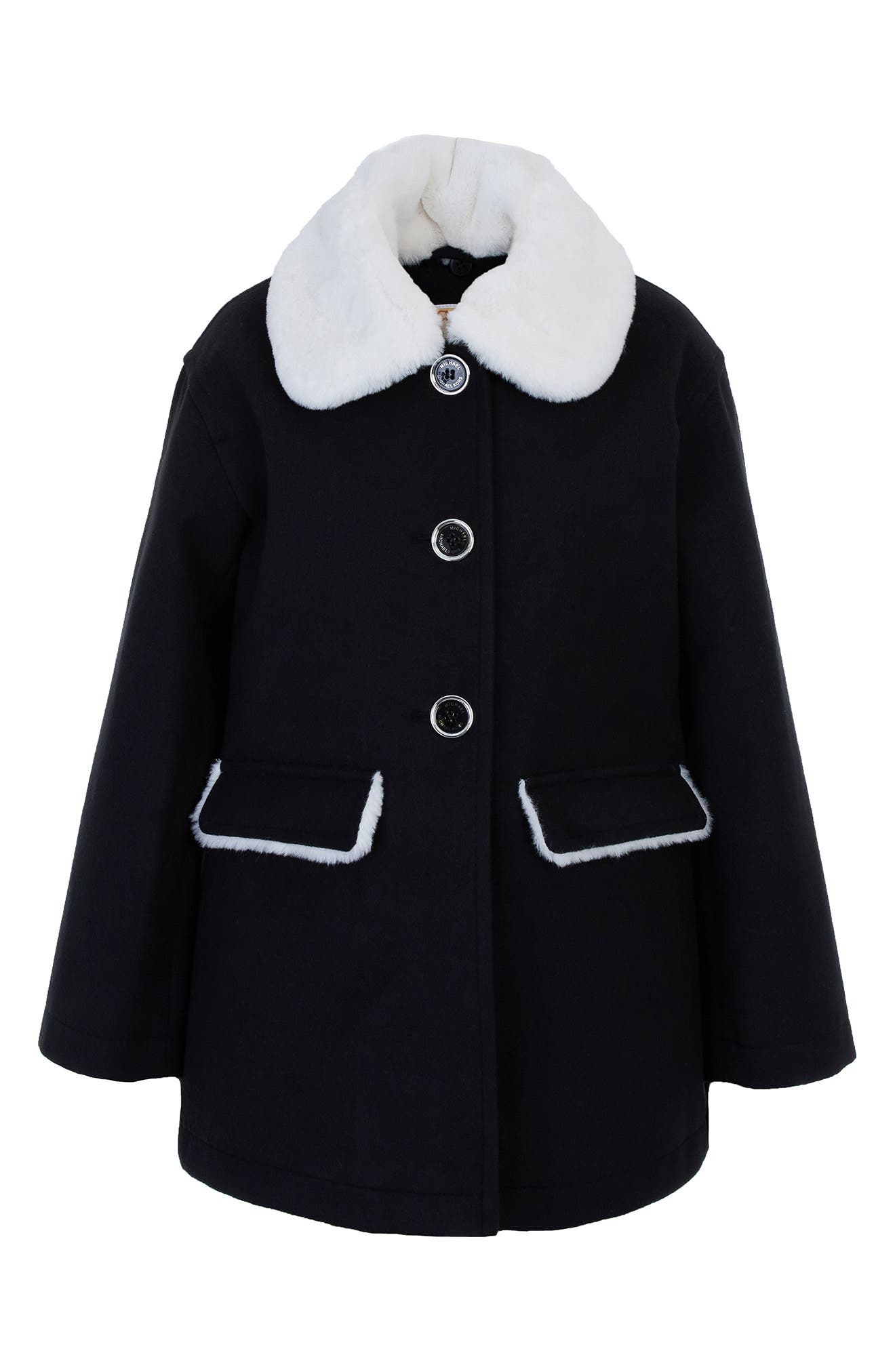 Michael Kors Kids' Faux Fur Collar Wool Coat