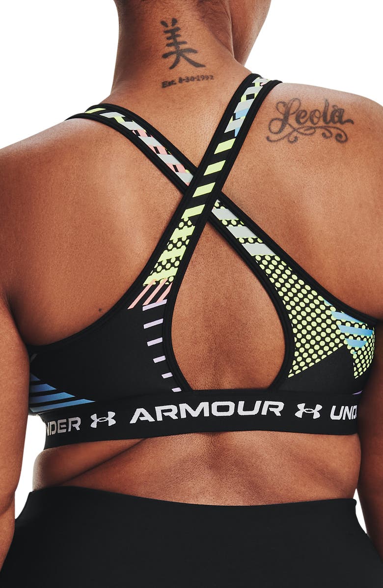 Under Armour Print Cross Back Sports Bra, Alternate, color, 