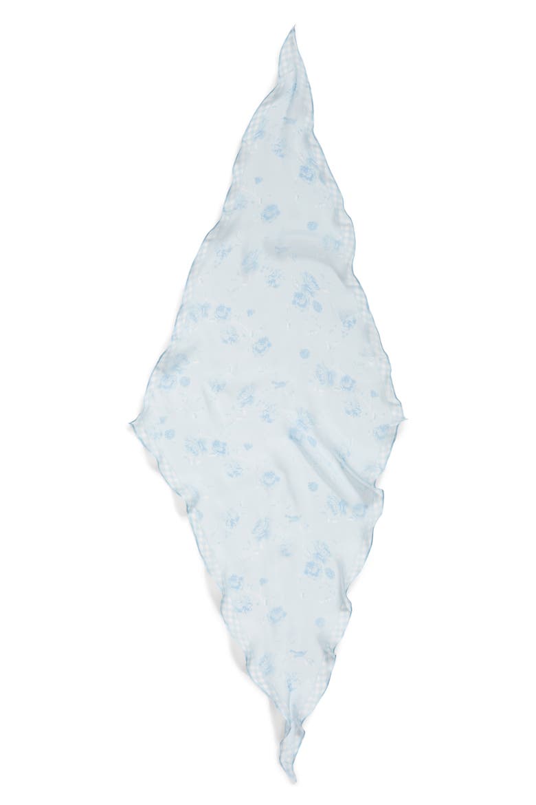 Floral Kite Silk Chiffon Scarf, Alternate, color, BLUE FLORAL BIRD KITE