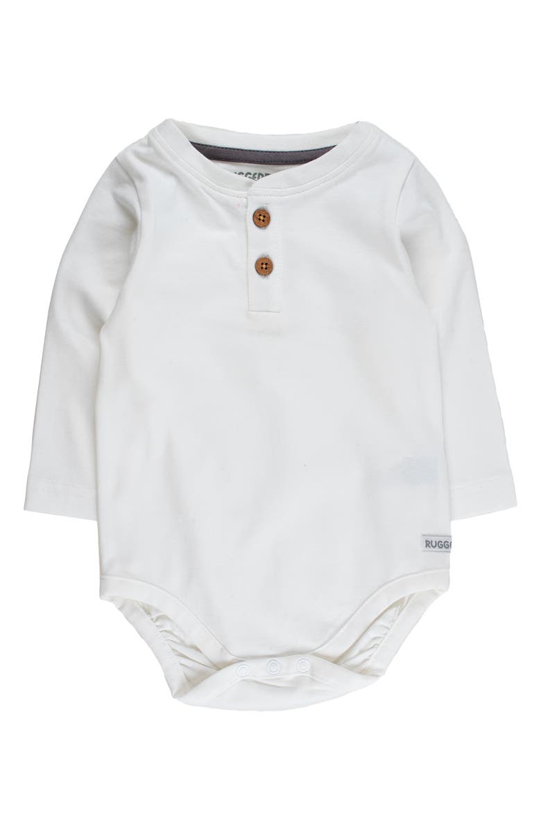 RuggedButts Cotton Henley Bodysuit, Main, color, White