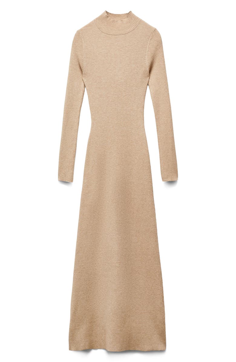 MANGO Perkins Long Sleeve Rib Dress, Alternate, color, 