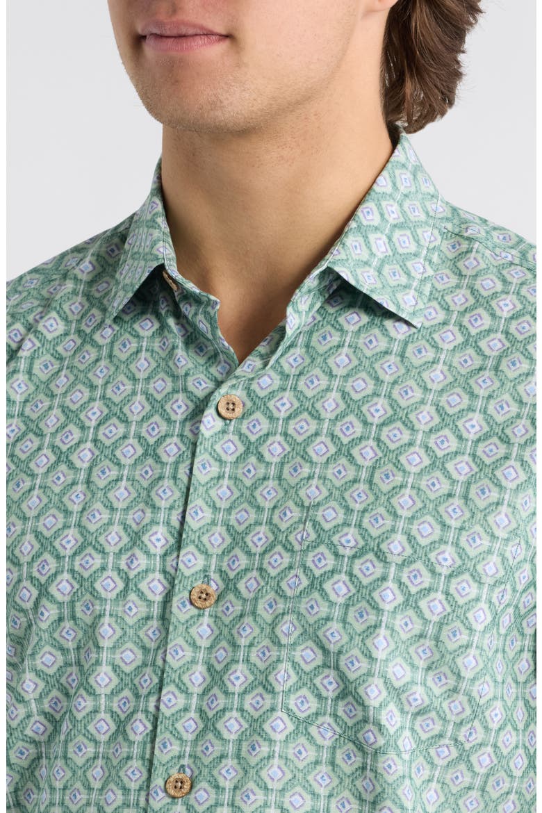 Coastal Ease Oak Park Geo Short Sleeve Shirt, Alternate, color, GRANITE GREEN