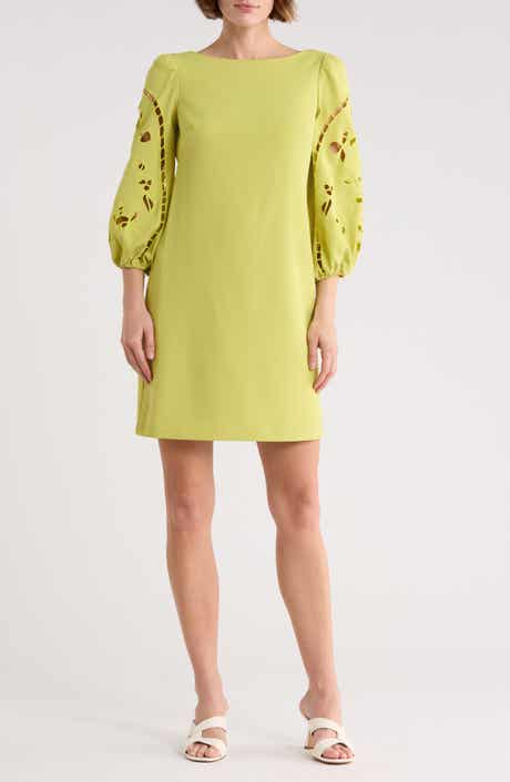 Vince Camuto Eyelet Sleeve Crepe Shift Dress