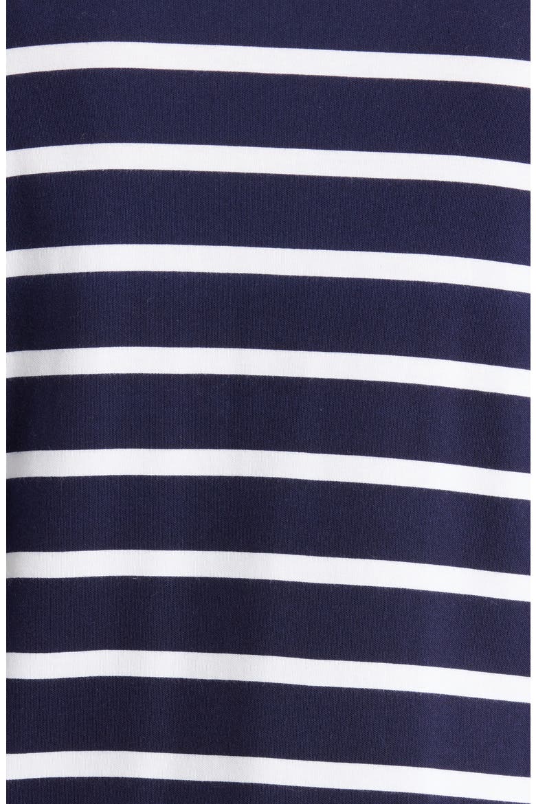 Striped Cotton V-Neck Top with Poplin Trim, Alternate, color, PACIFIC NAVY/ NATURAL WHITE