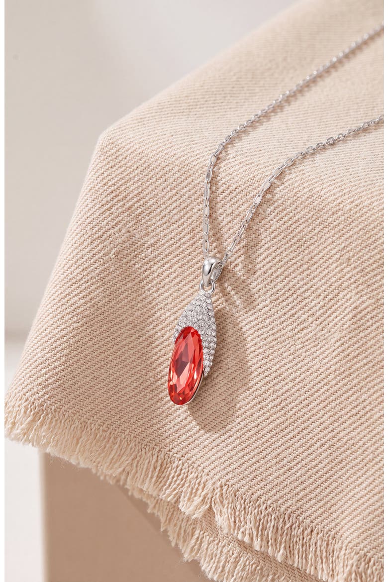 Oval Crystal Pendant Necklace, Alternate, color, Red