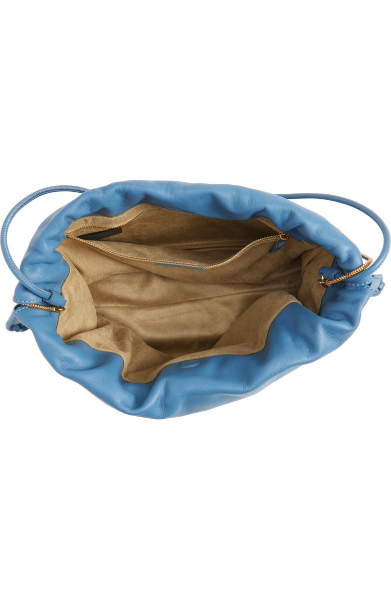 Veronica Beard Stash Leather Drawstring Clutch, Alternate, color, Lake Blue