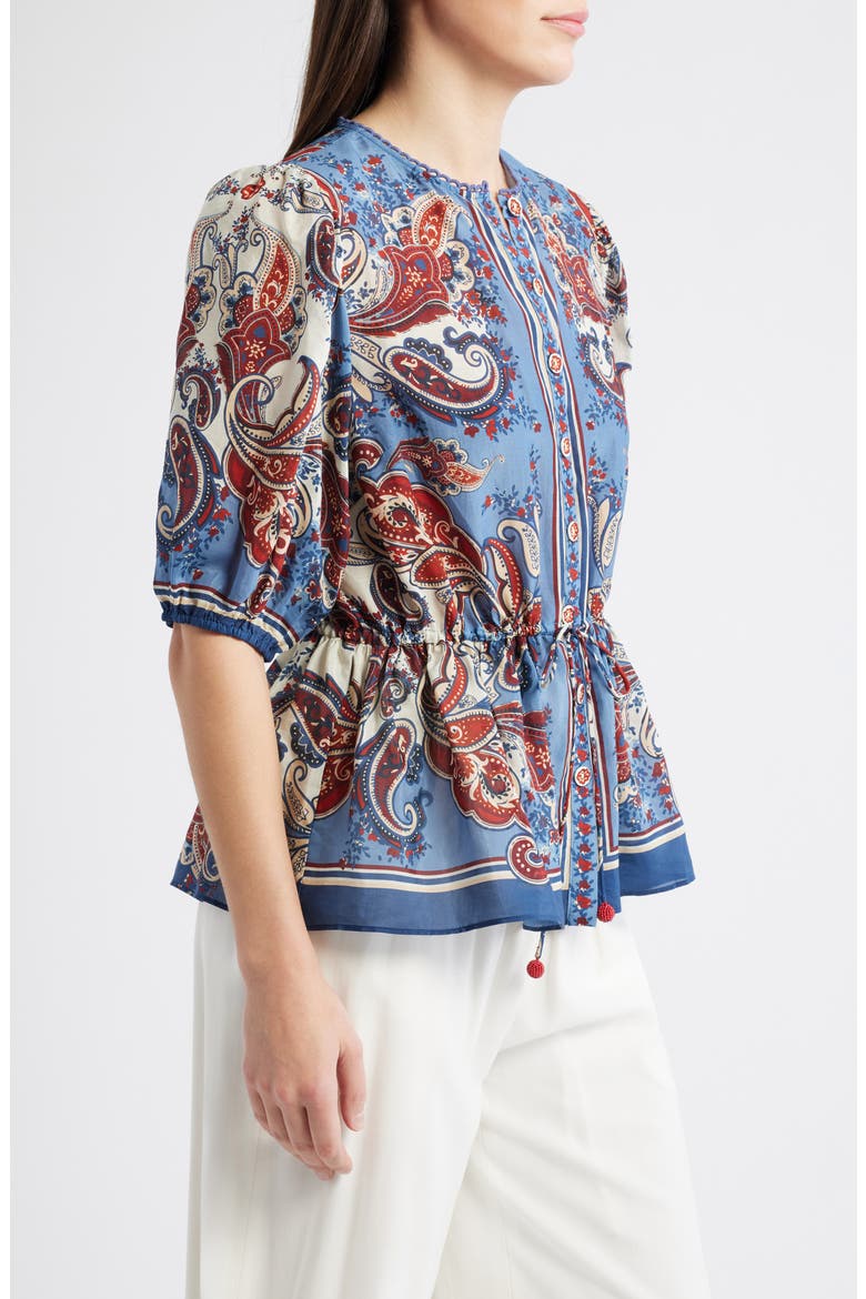 Paisley Print Cotton Blend Top, Alternate, color, PAISLEY SCARF CREAM