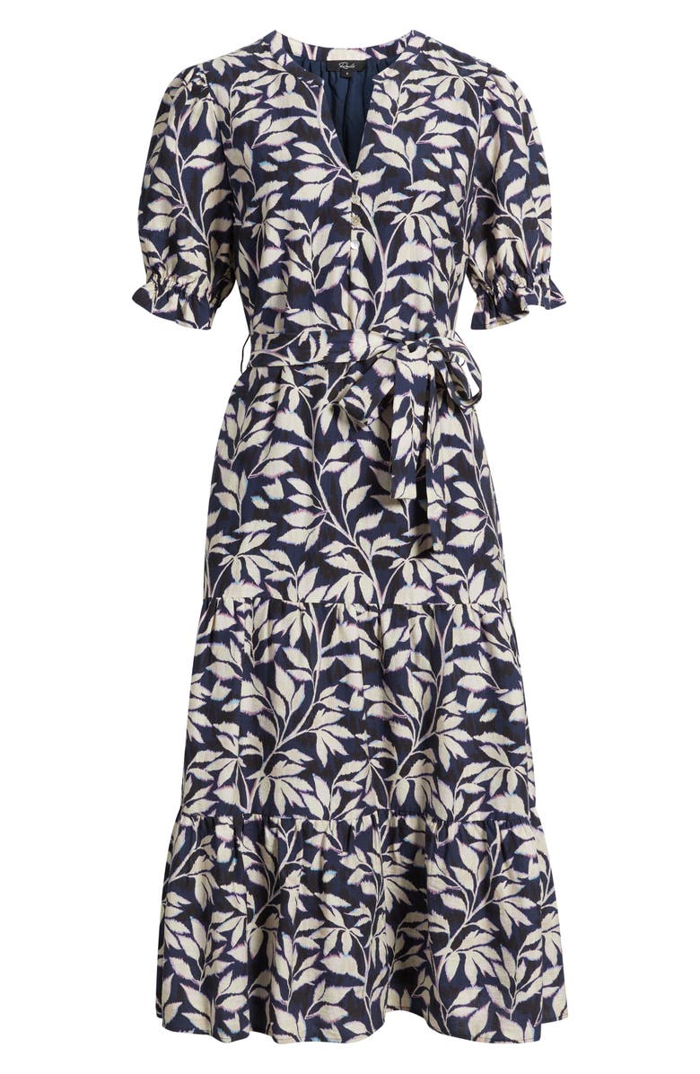 Rails Eliana Print Tiered Midi Dress, Alternate, color, Navy Vines