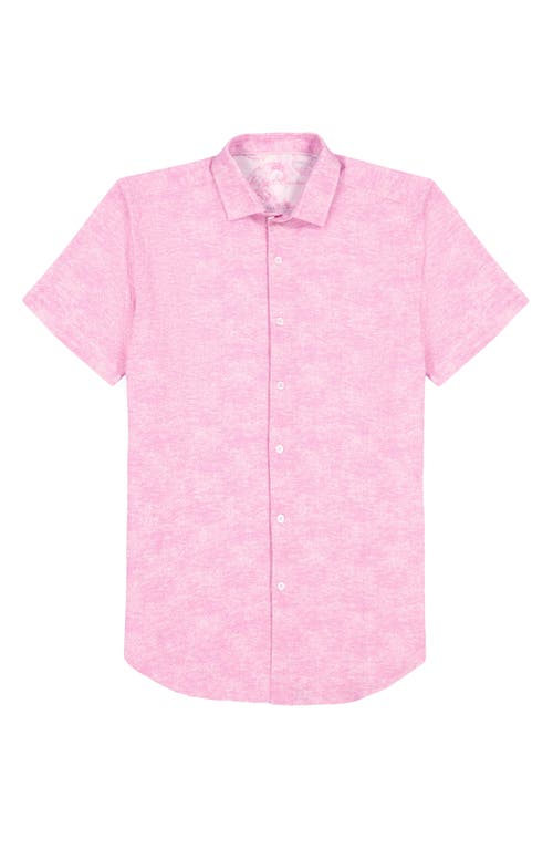 Robert Graham Reid Geo Textured Short Sleeve Cotton Button-up Shirt In Pink