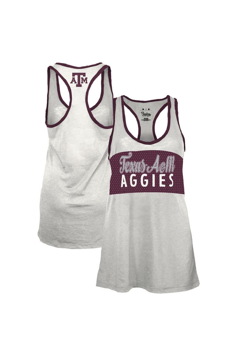 Women's Pressbox White/Maroon Texas A&M Aggies Tracy Racerback Burnout Tank Top, Main, color, White