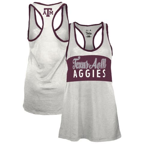 Women's Pressbox White/Maroon Texas A&M Aggies Tracy Racerback Burnout Tank Top
