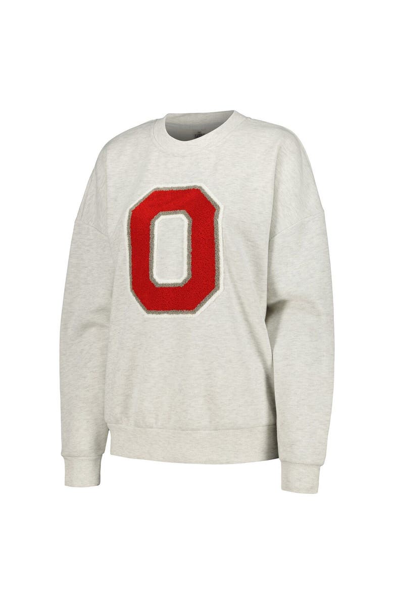GAMEDAY COUTURE Women's Gameday Couture Ash Ohio State Buckeyes Team Effort Pullover Sweatshirt & Shorts Sleep Set, Alternate, color, 