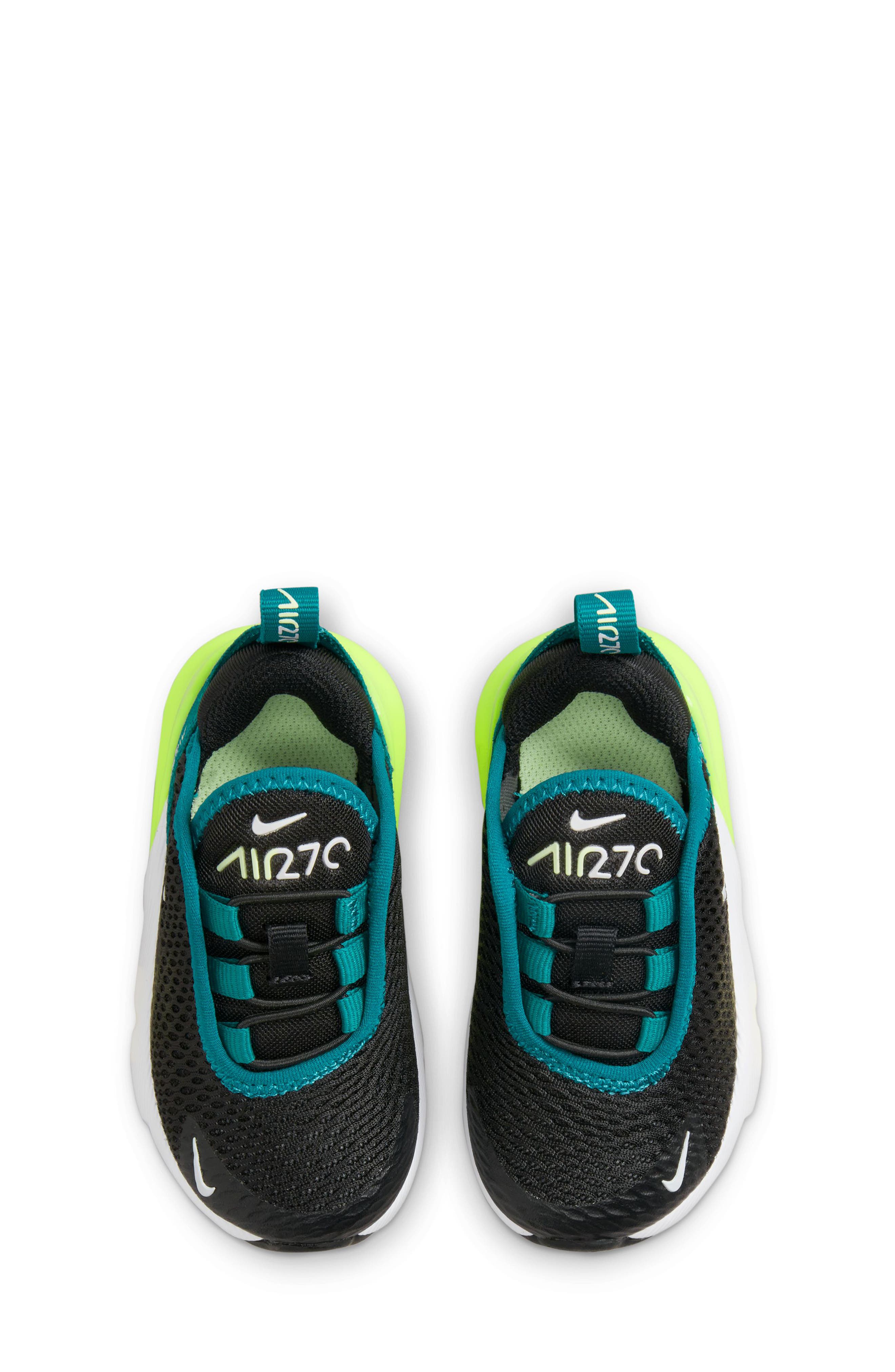 Kids' Air Max 270 Sneaker, Alternate, color, BLACK/ WHITE/ BRIGHT SPRUCE