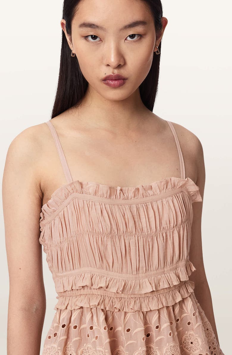 AllSaints Camille Ruffle Eyelet Top, Alternate, color, Plaster Pink