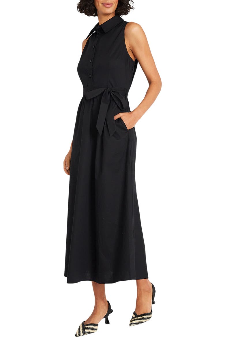 Maggy London Tie Waist Stretch Cotton Shirtdress, Alternate, color, 