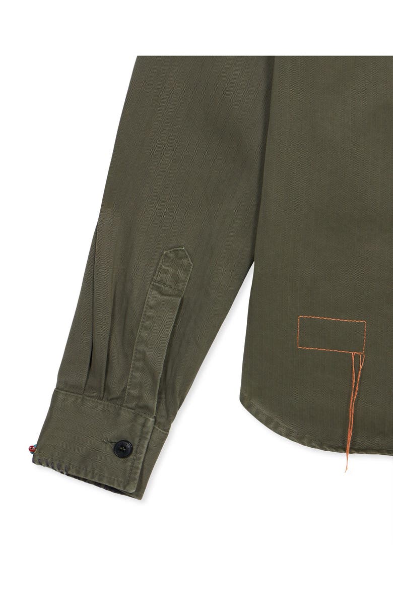 Fortela Military Herringbone Shirt with Tartan Patchwork, Alternate, color, Green