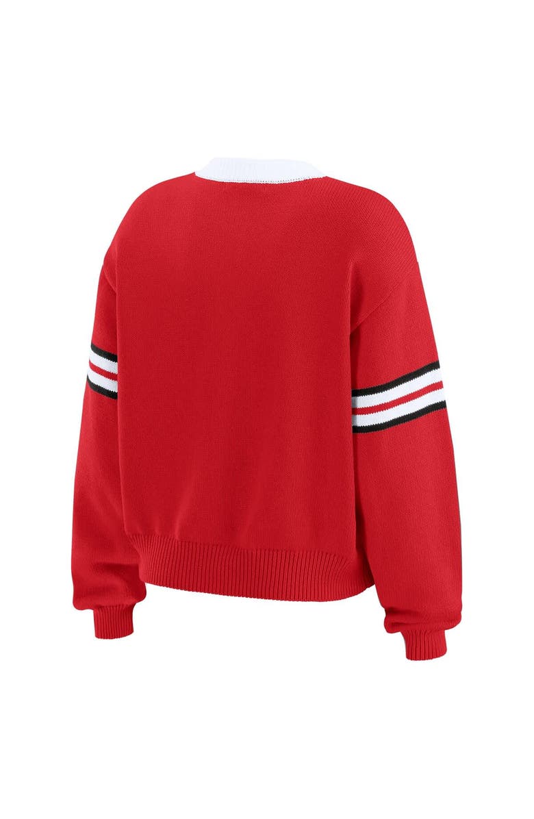 WEAR by Erin Andrews Women's WEAR by Erin Andrews  Red Detroit Red Wings Cropped Lace-Up Sweater, Alternate, color, Red