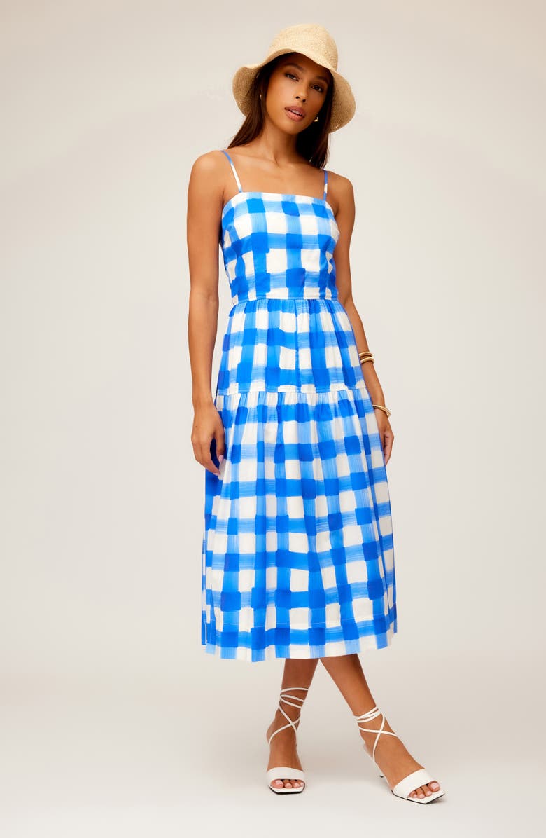 FIFTEEN TWENTY Costa Check Sundress, Alternate, color, Chalk