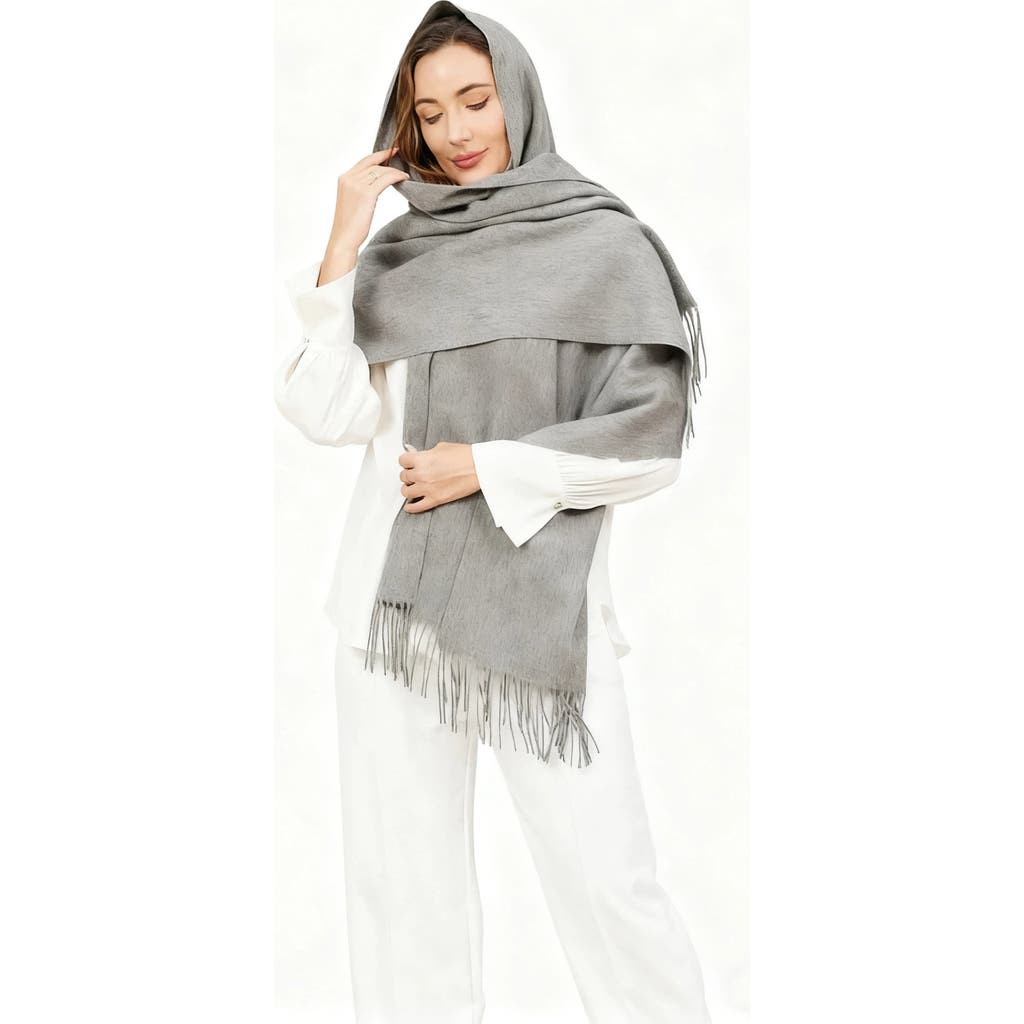 Silksilky Pure Wool Scarf Shawl In Gray