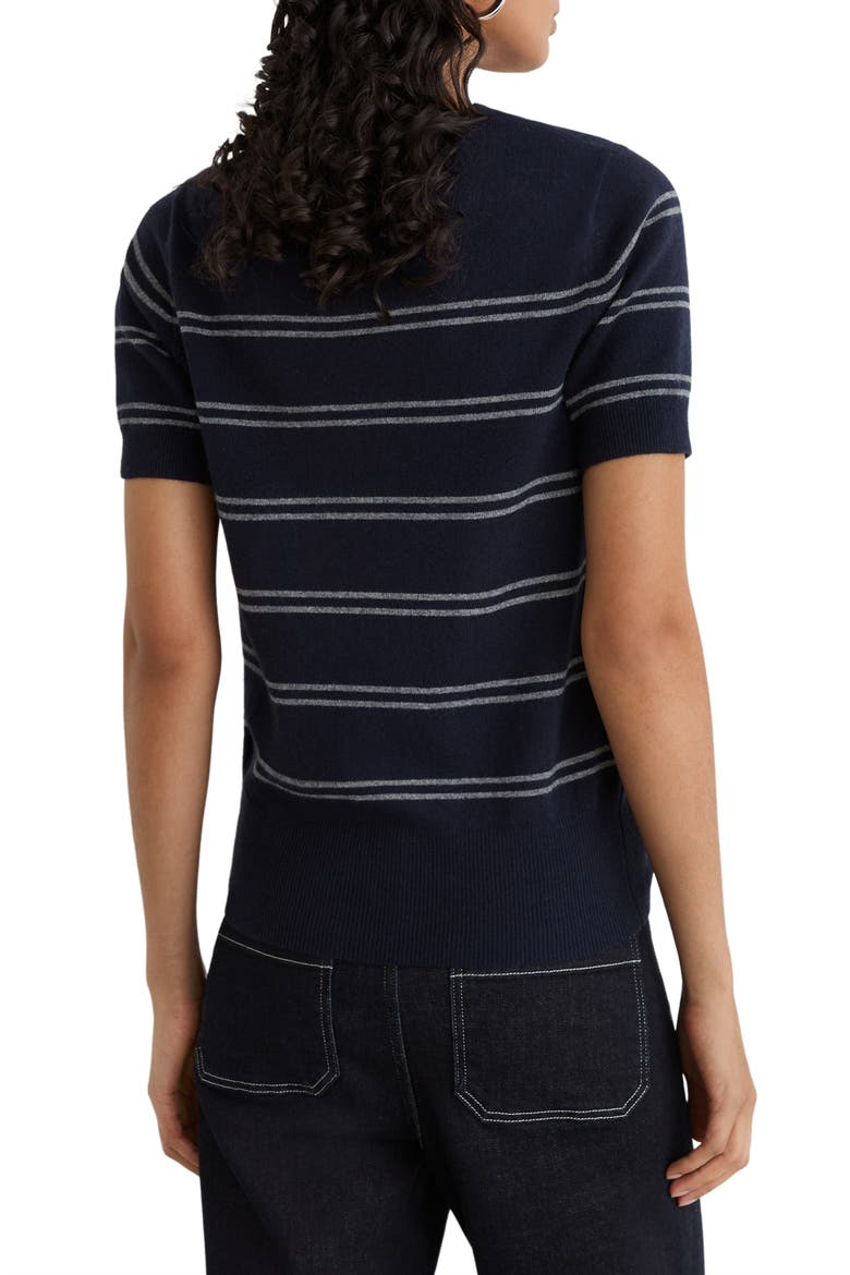 Sabrina Short Sleeve Sweater, Alternate, color, NAVY/ GREY