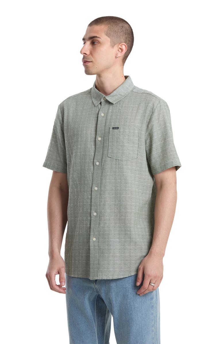 Volcom Bankstone II Short Sleeve Button-Up Shirt, Alternate, color, Brolive