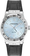 FERRAGAMO F-80 Classic GMT Leather Strap Watch, 41mm
