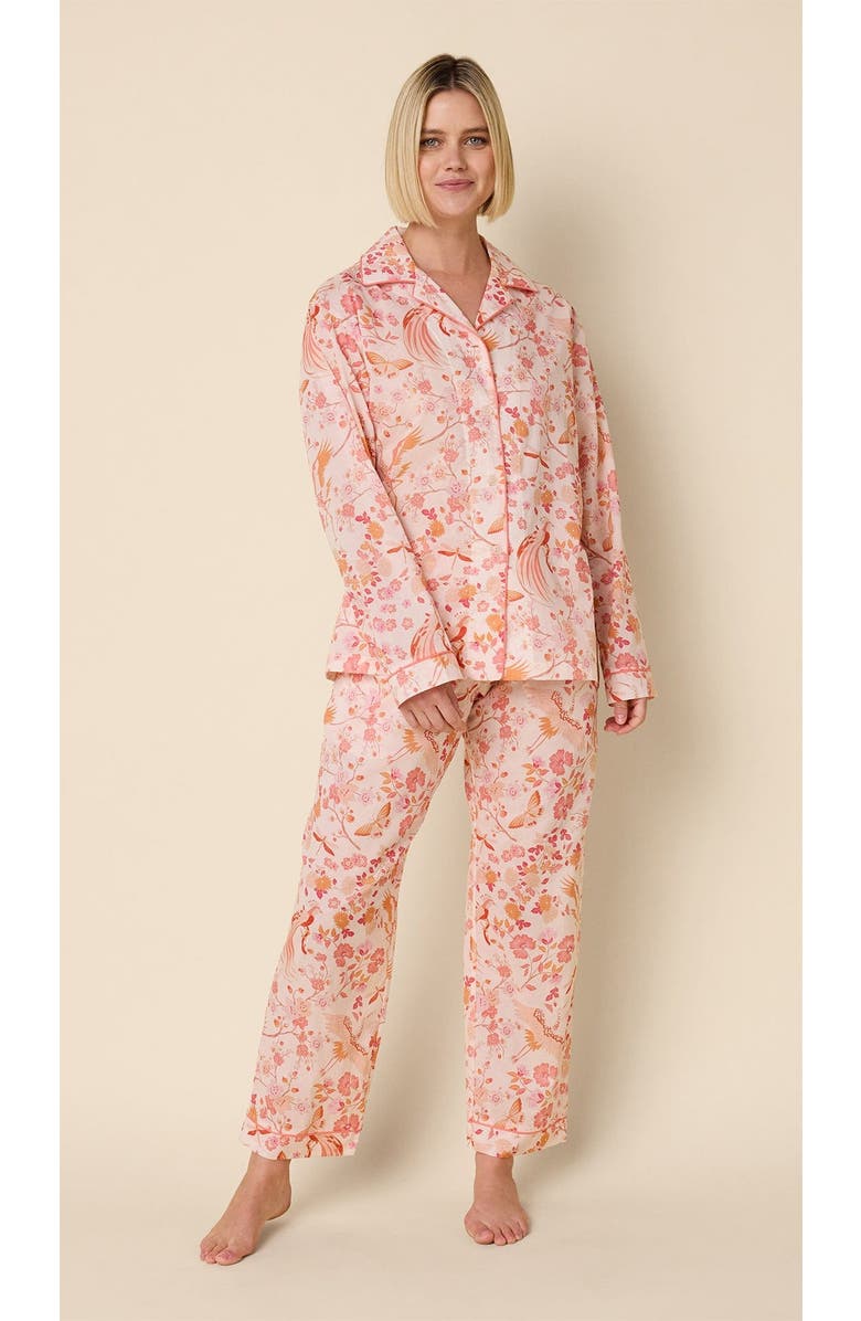 The Cat's Pajamas Voile Pajama Set, Main, color, Coral Bird