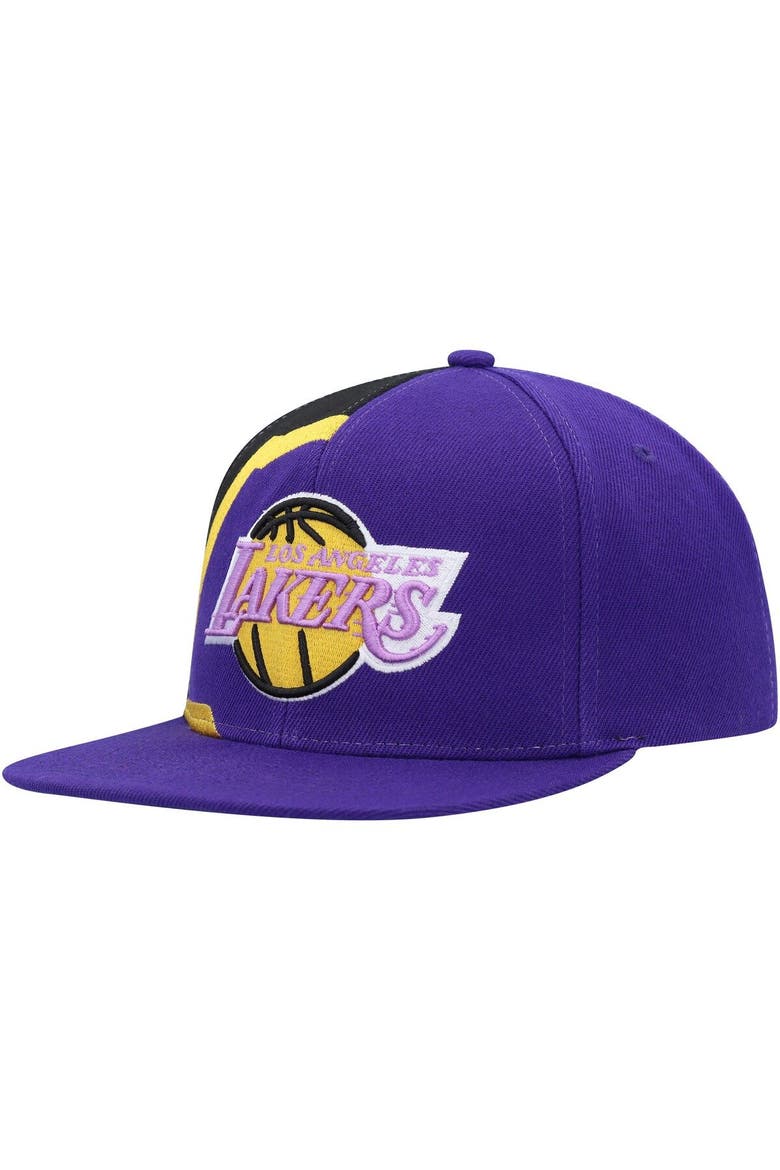 Men's Mitchell & Ness Purple Los Angeles Lakers Hardwood Classics Retroline Snapback Hat, Main, color, Purple