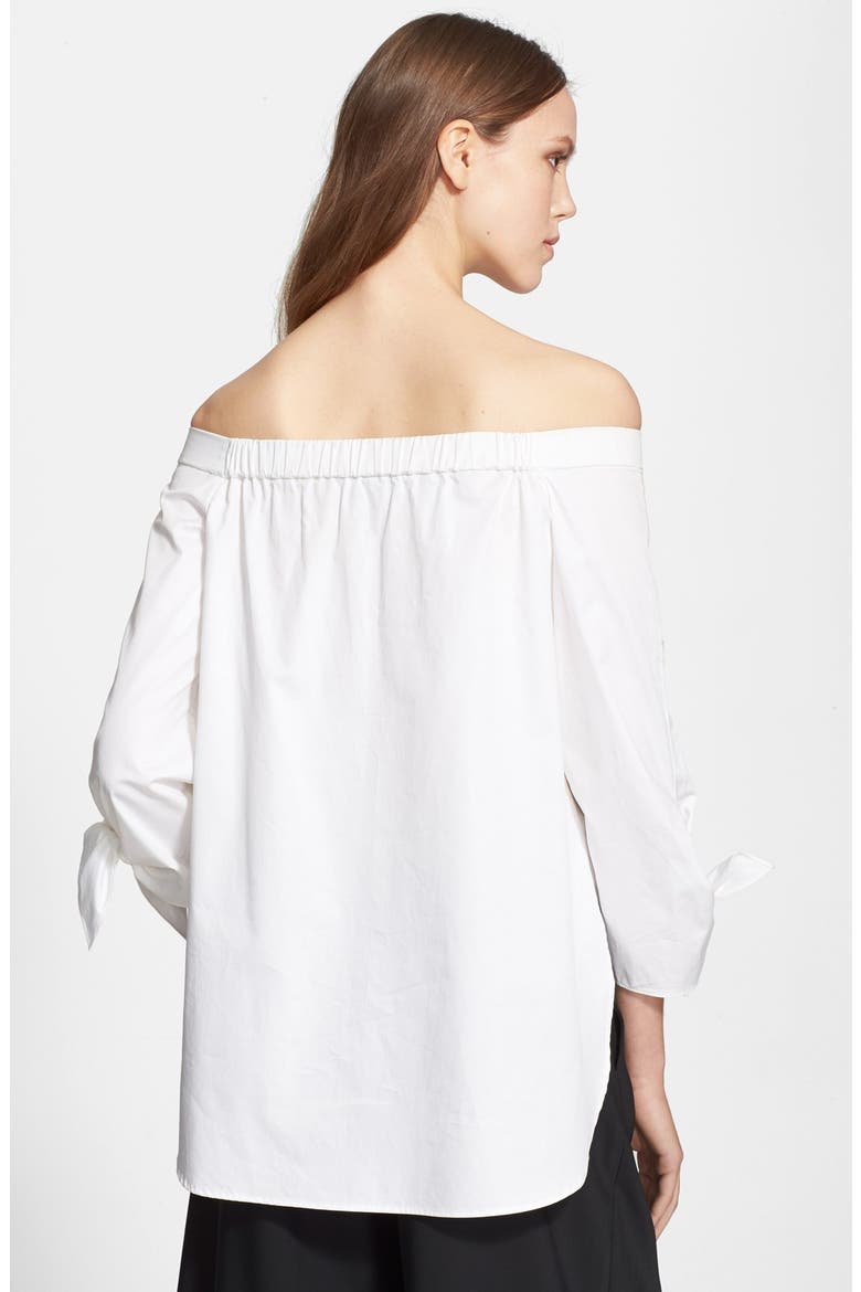 Off the Shoulder Cotton Poplin Tunic, Alternate, color, WHITE/ WHITE